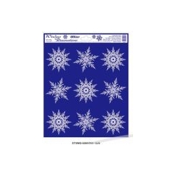 Witraż 20x30cm śnieżynki WB-12 / STXWG-508A-D śnieżynka, dekoracja na okno, lustro itp.